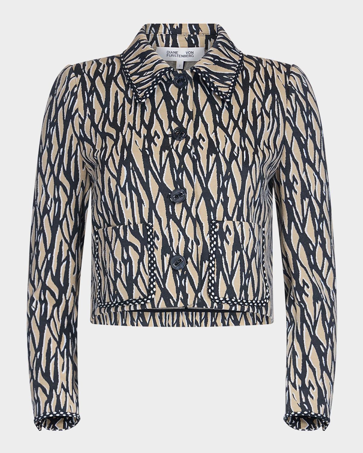 Annalise Cropped Abstract Intarsia Jacket