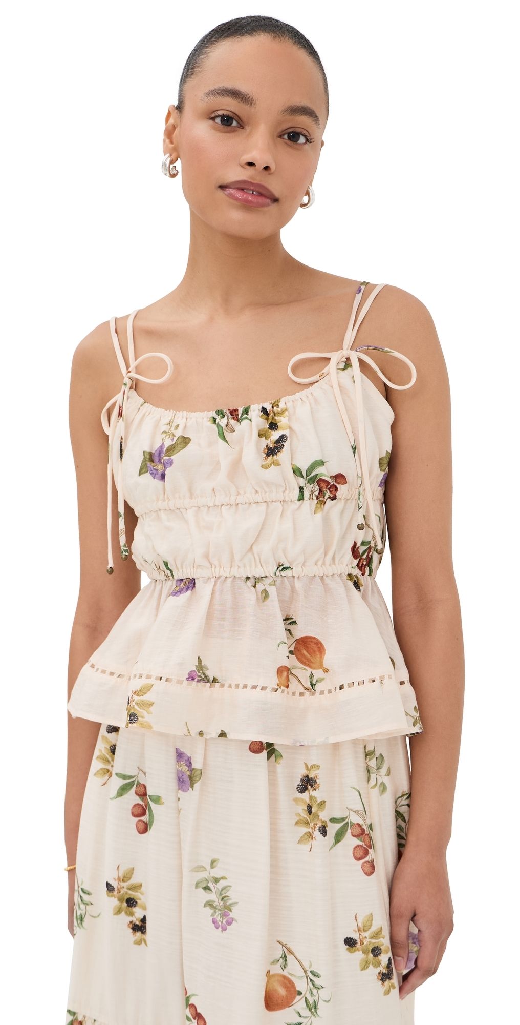 En Saison Tulsa Peplum Top Ivory Multi S