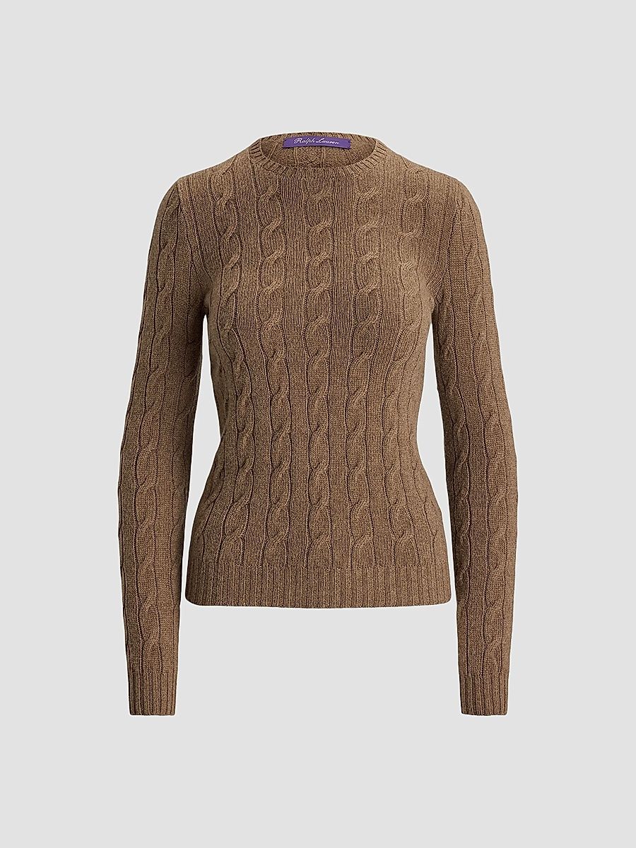 Women's Cable-Knit Cashmere Sweater - Beige - Size XS
