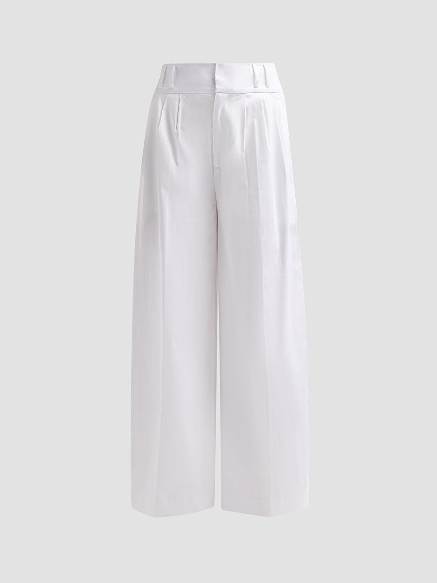 Women's Wilson Cotton High-Rise Wide-Leg Pants - Optic White - Size 14