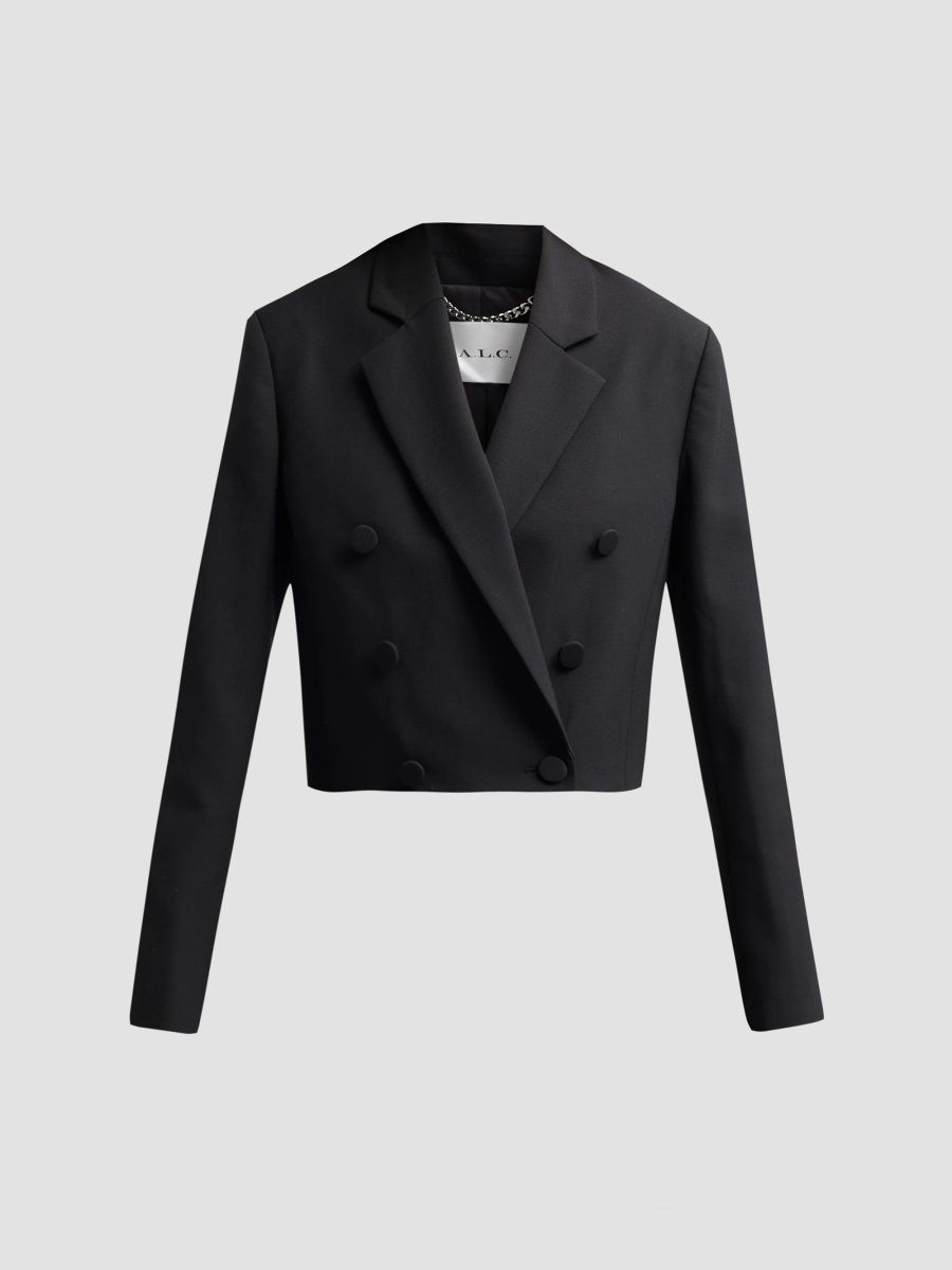 A. L.C. Women's Margot Virgin Wool-Blend Crop Jacket - Black - Size 14
