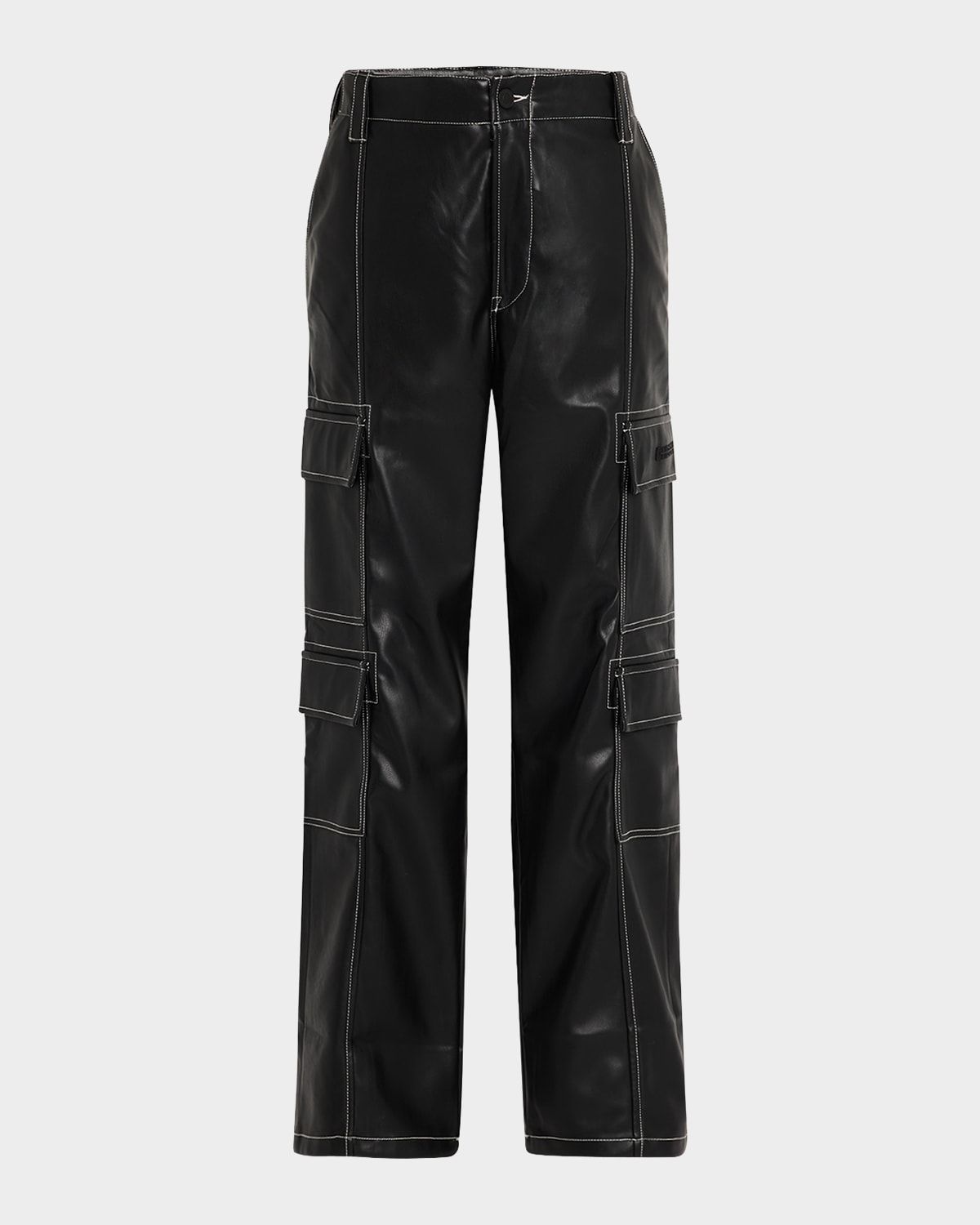 Men & apos;s Baggy Faux-Leather Cargo Pants