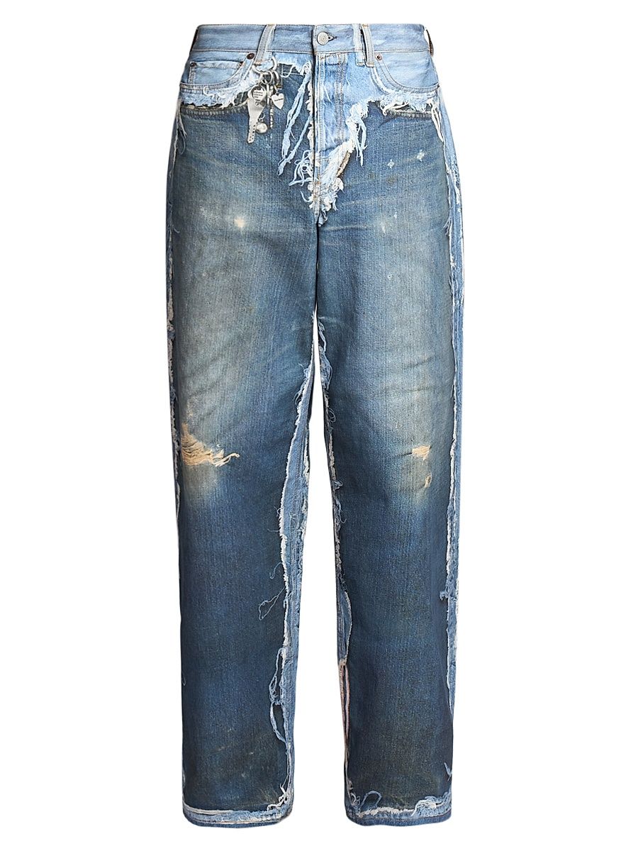 Men's Tlo Skeleton Distressed Straight-Leg Jeans - Mid Blue - Size XL