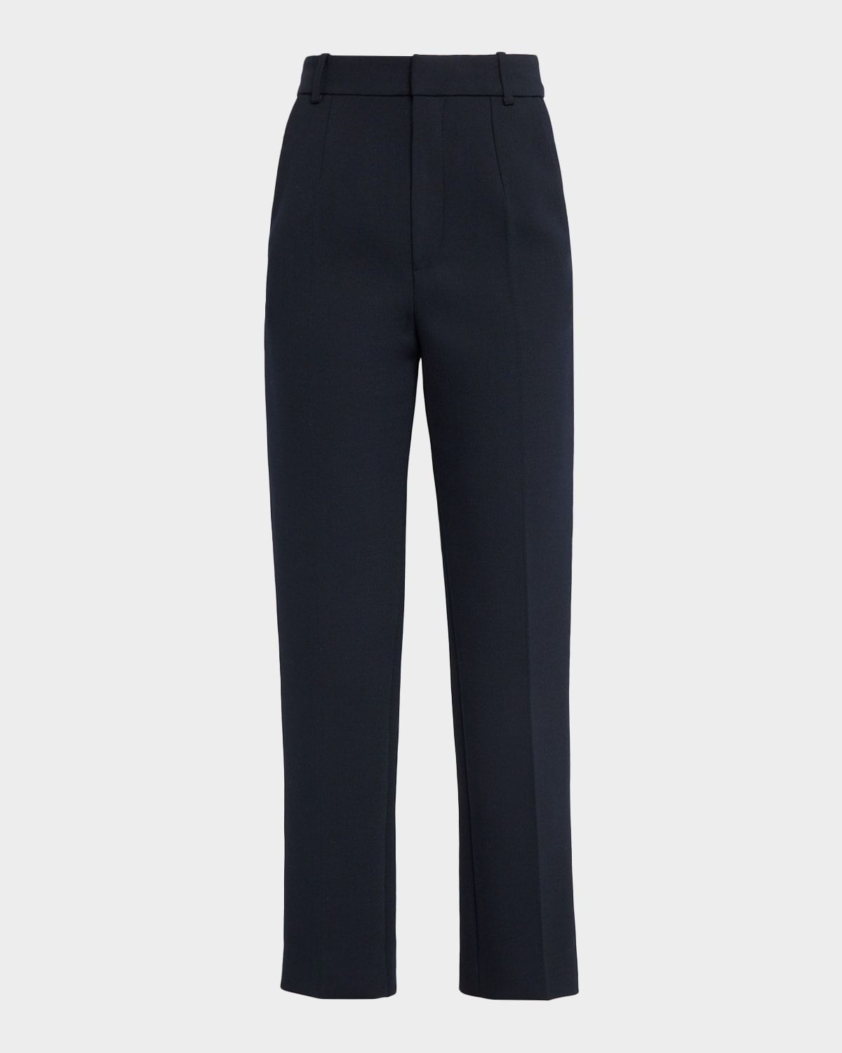 Wool Twill Straight-Leg Ankle Pants