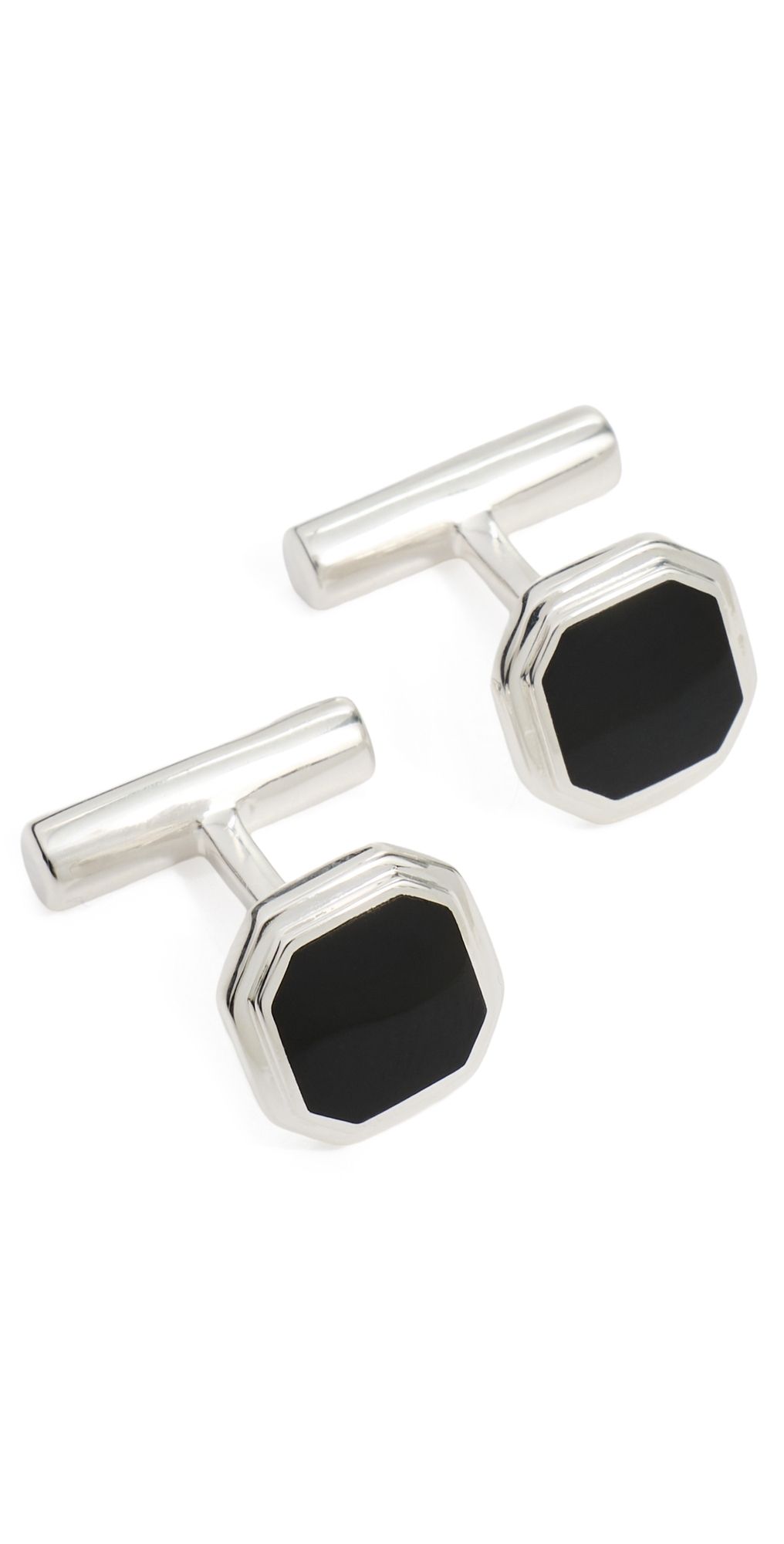 Shinola Onyx Octagonal Inlay Cufflinks Sterling Silver One Size