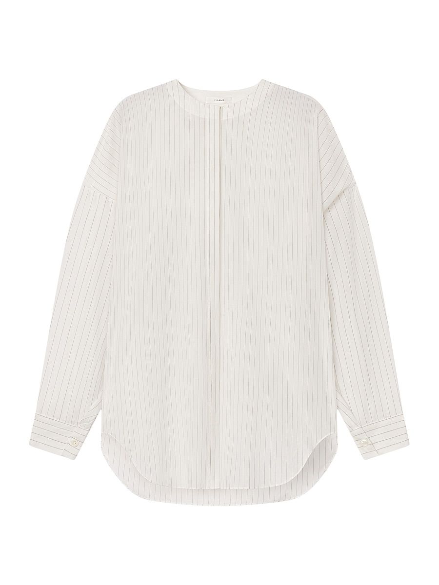 Women's The Gallery Cotton-Silk Shirt - Cream Multi - Size XL