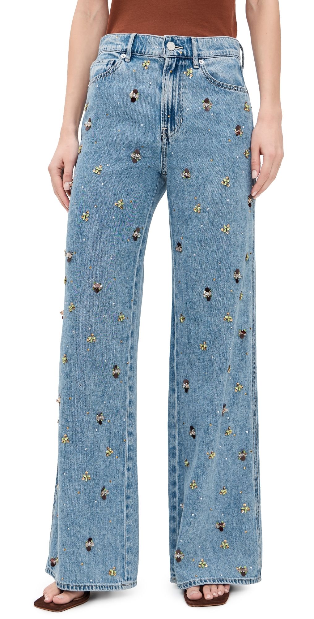 Veronica Beard Jean Kasey Wide Leg Jeans Silver Dust 27