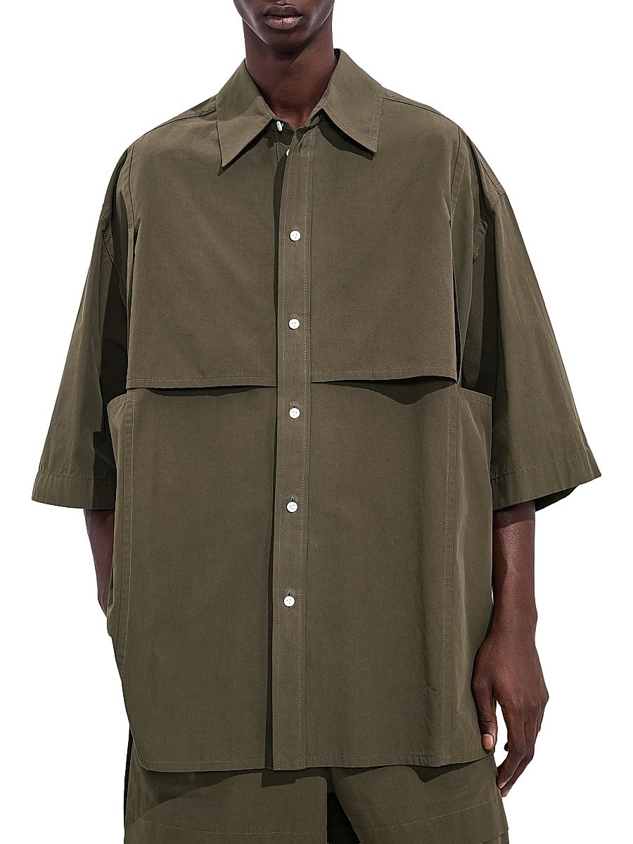 Men's Macro Intreccio Cotton Shirt - Wader Green - Size 42