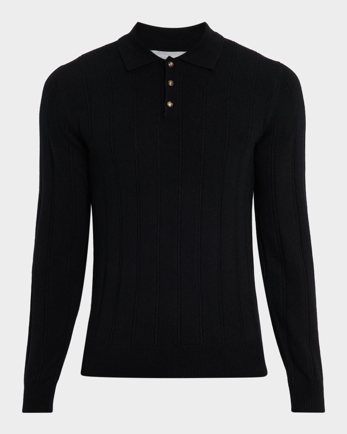 Men & apos;s Cashmere Rib-Knit Polo Sweater