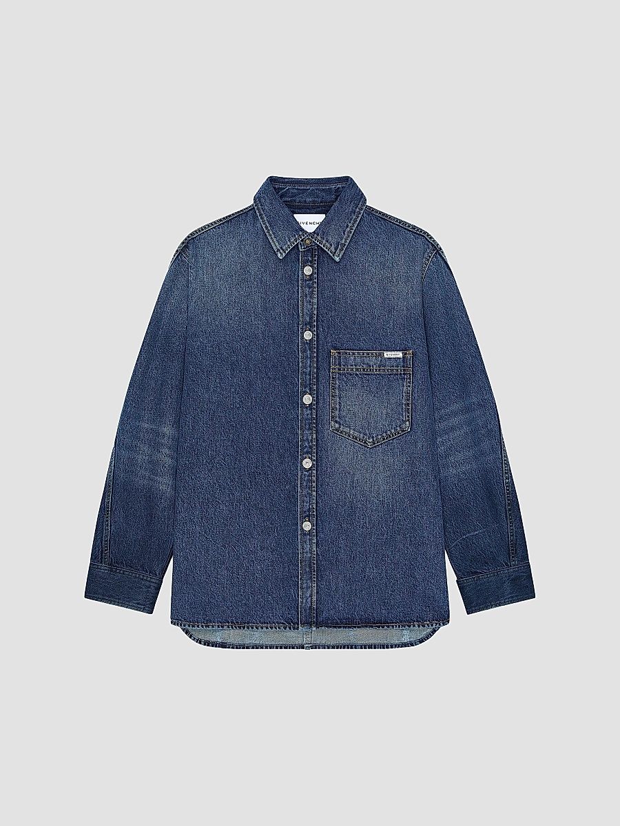 Givenchy Men's Couture Seam Shirt in Denim - Grey Blue - Size XXL