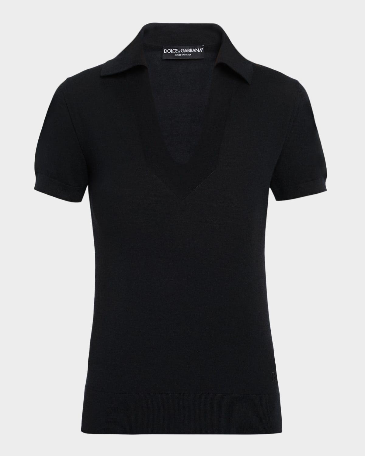 Short-Sleeve Cashmere Polo Shirt