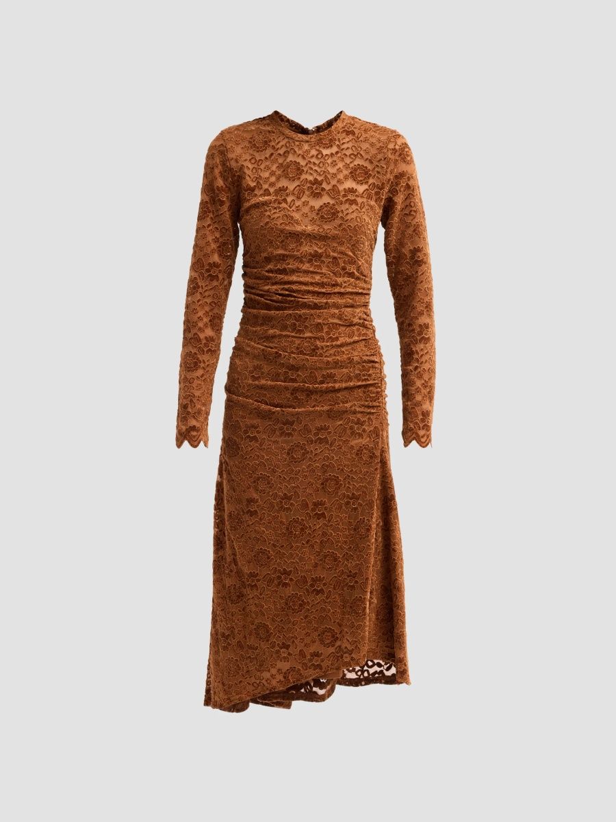 Generation Love Women's Karmen Velvet Lace Midi Dress - Amber - Size XL
