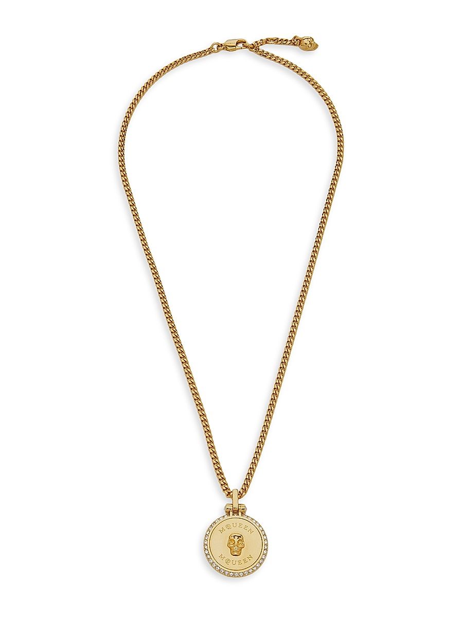 Women's Goldtone & Crystal Skull Medallion Necklace - Gold