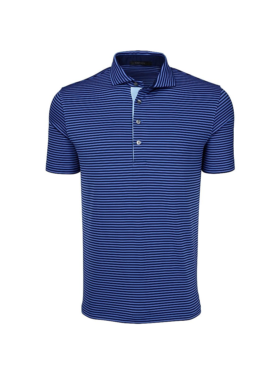 Men's Quogue Striped Polo Shirt - Falcon Wolf Blue - Size Large