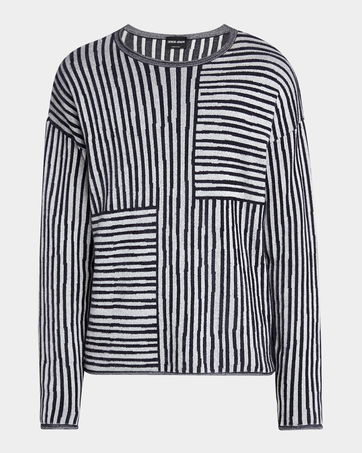 Men & apos;s Mixed Stripe Jacquard Crewneck Sweater