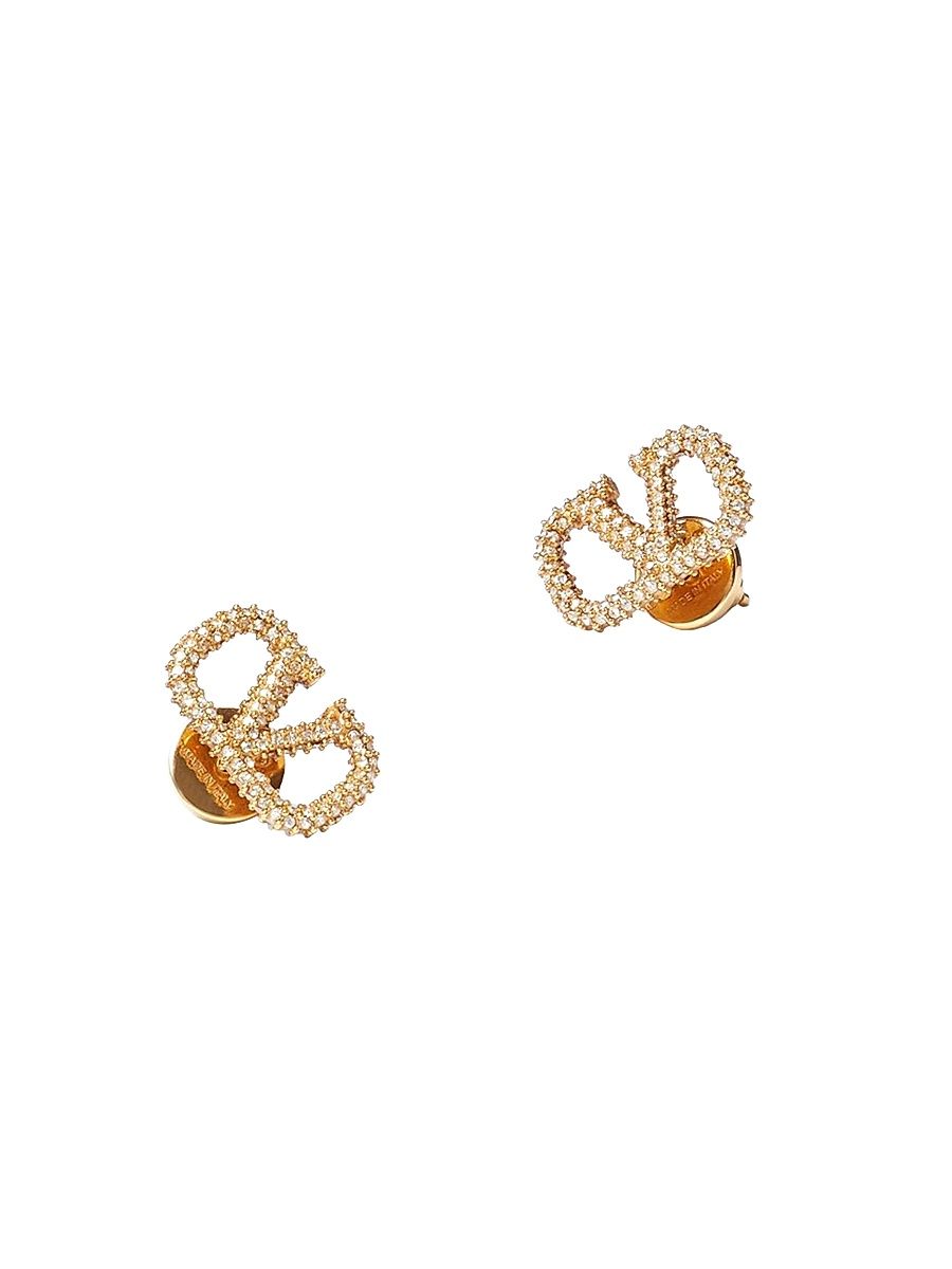 Women's Vlogo Signature Stud Earrings in Metal and Swarovski Crystals - Gold Crystal Silver