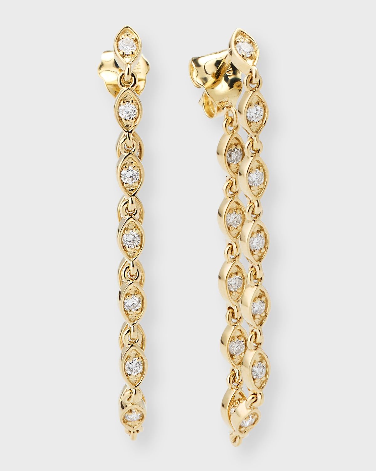 14K Diamond Marquise Eye Hanging Stud Earrings