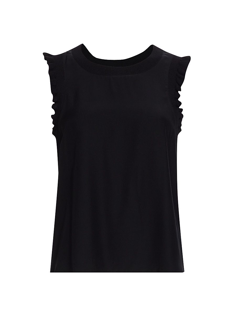 Women's Tous Les Jours Lenore Silk Tank - Black - Size Large