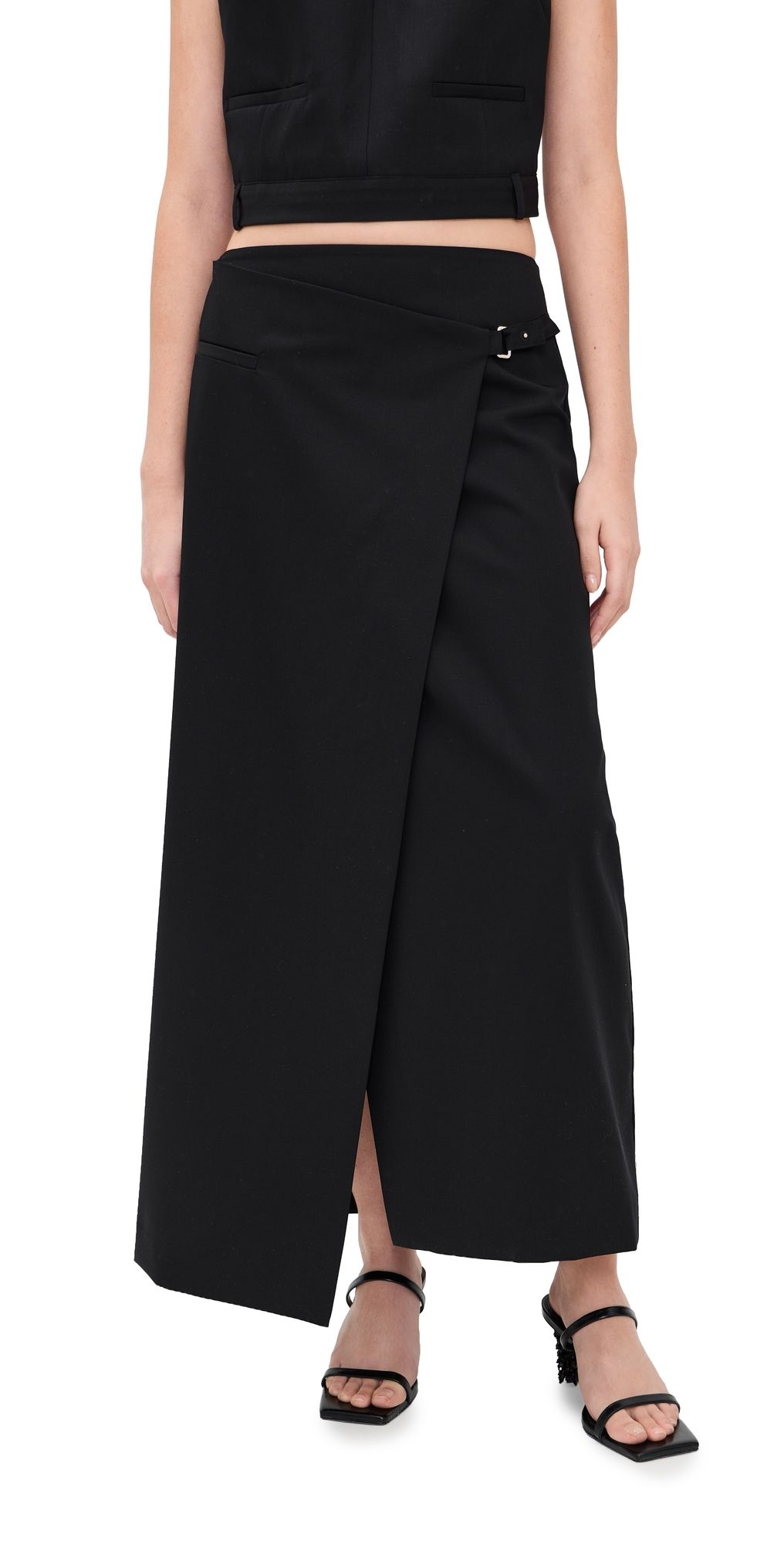 St. Agni Tailored Wool Wrap Skirt Black XXS