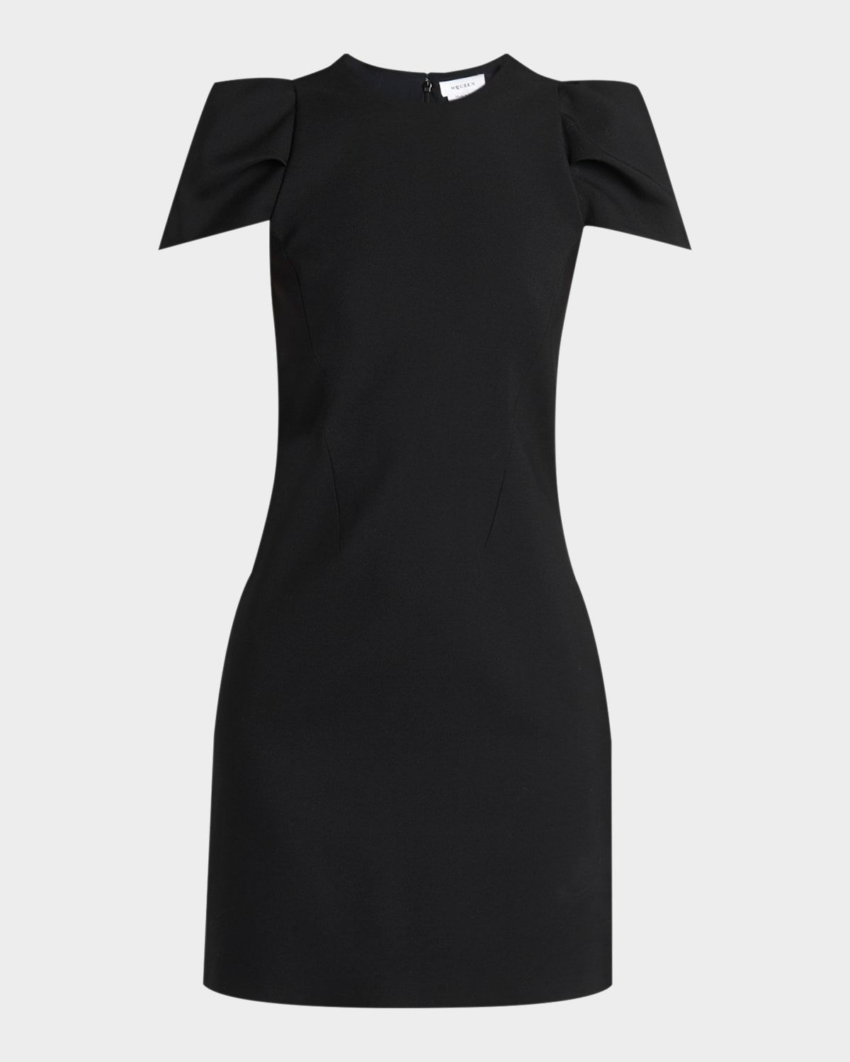 Pleated Puff-Sleeve Mini Dress