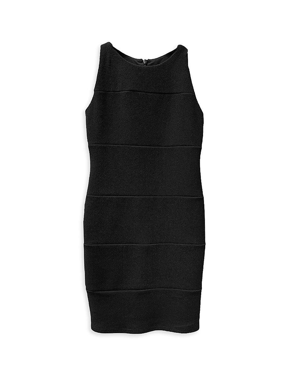 Girl's Panel Stretch Fitted Dress - Black - Size 10