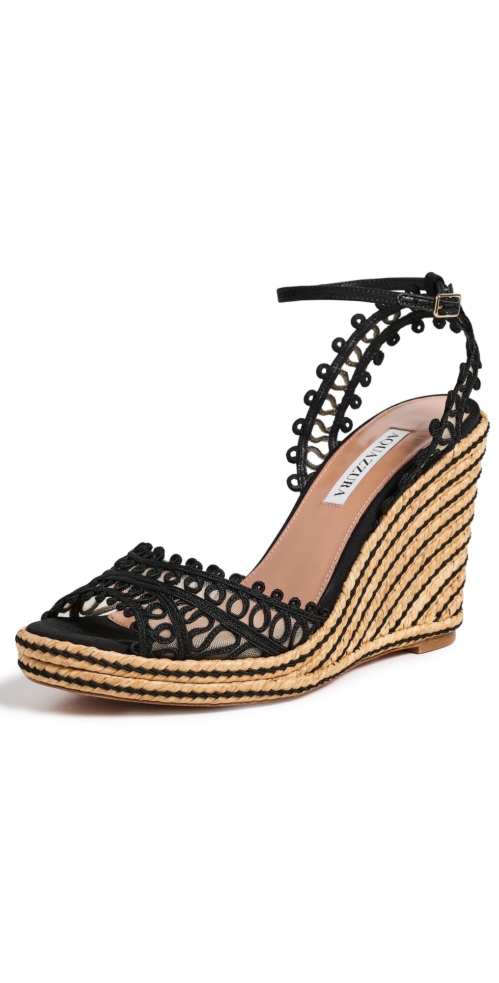 Aquazzura Kahlo Espadrille Wedges Black 36