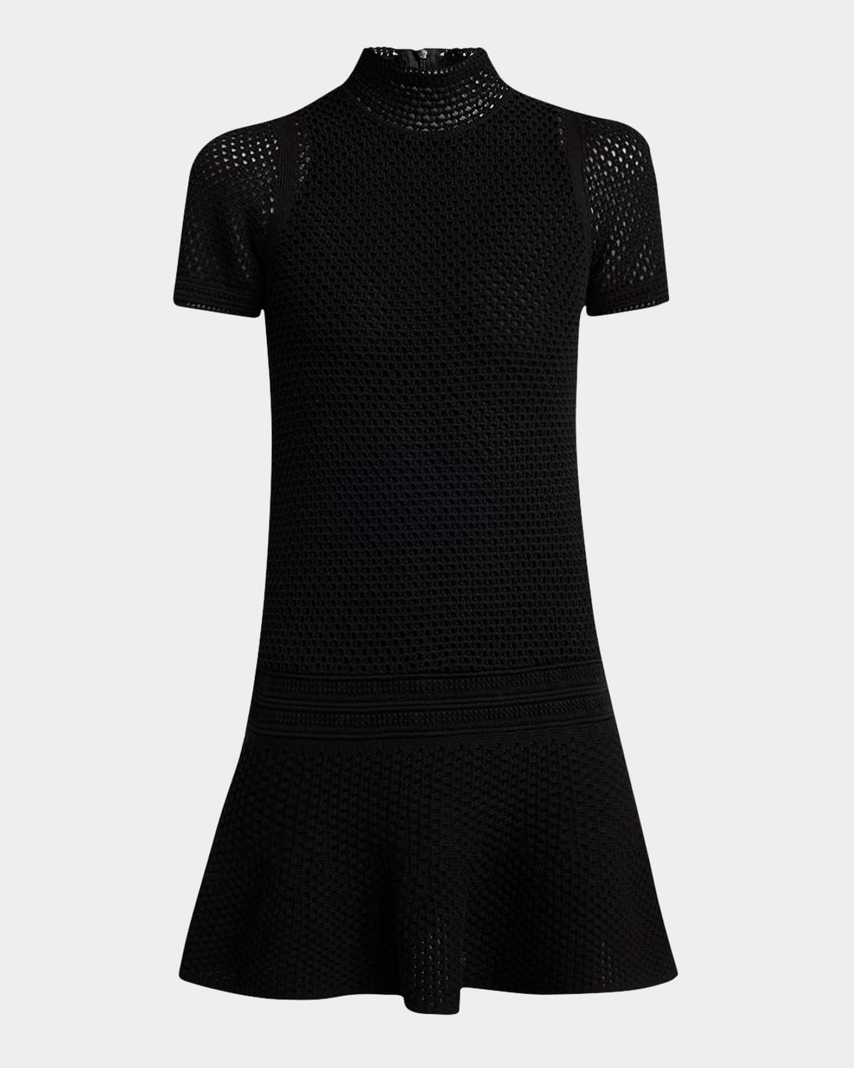 Crochet Knit Fit-&-Flare Mini Dress