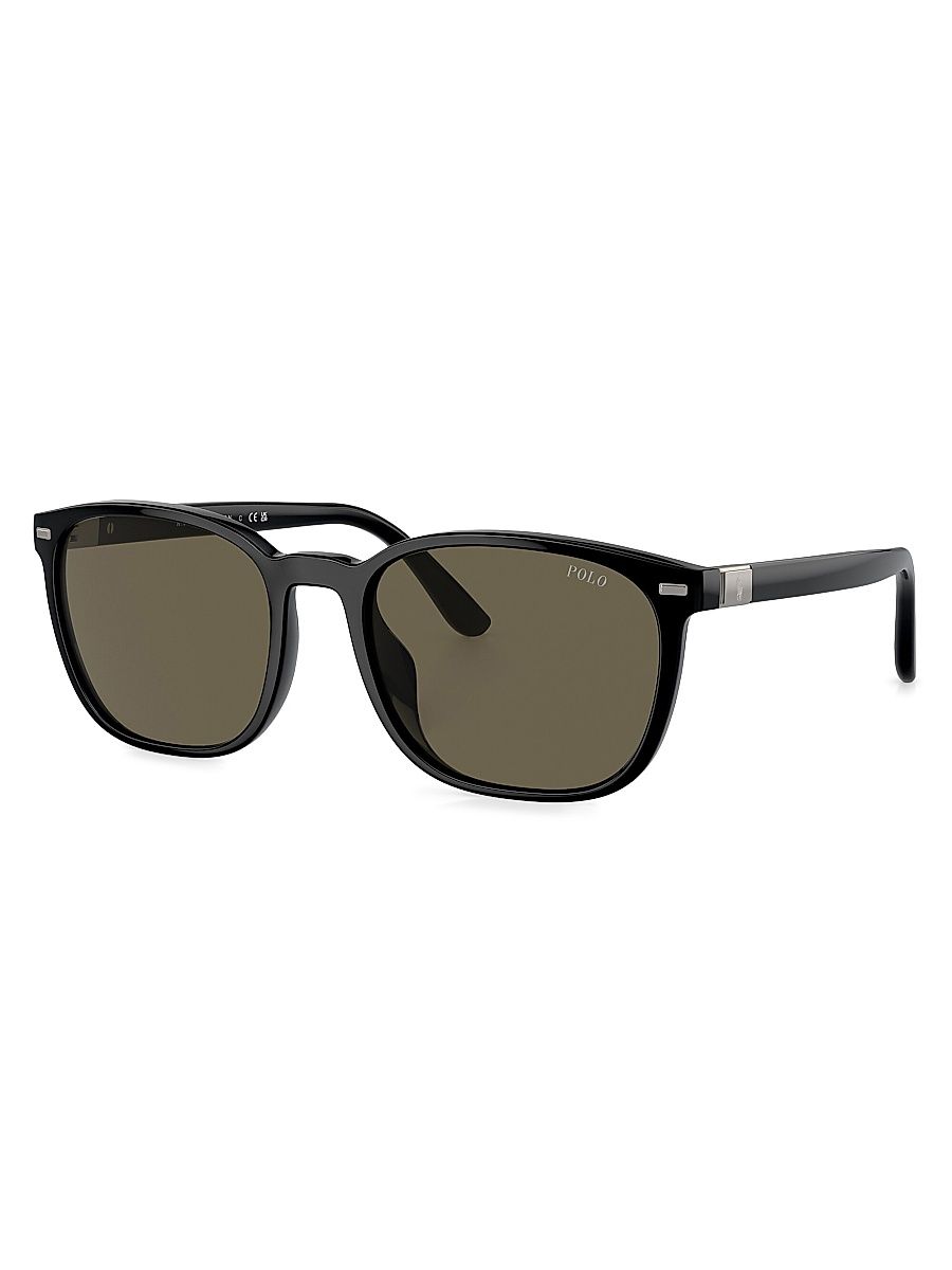 Men's 55MM Square Sunglasses - Shiny Black