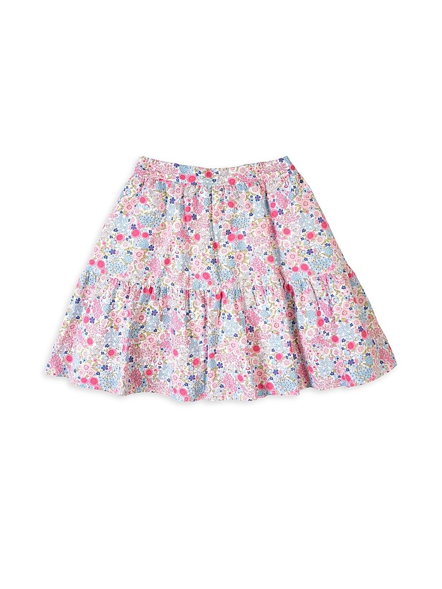 Girl's Floral Cotton Tiered Skirt - Size 14