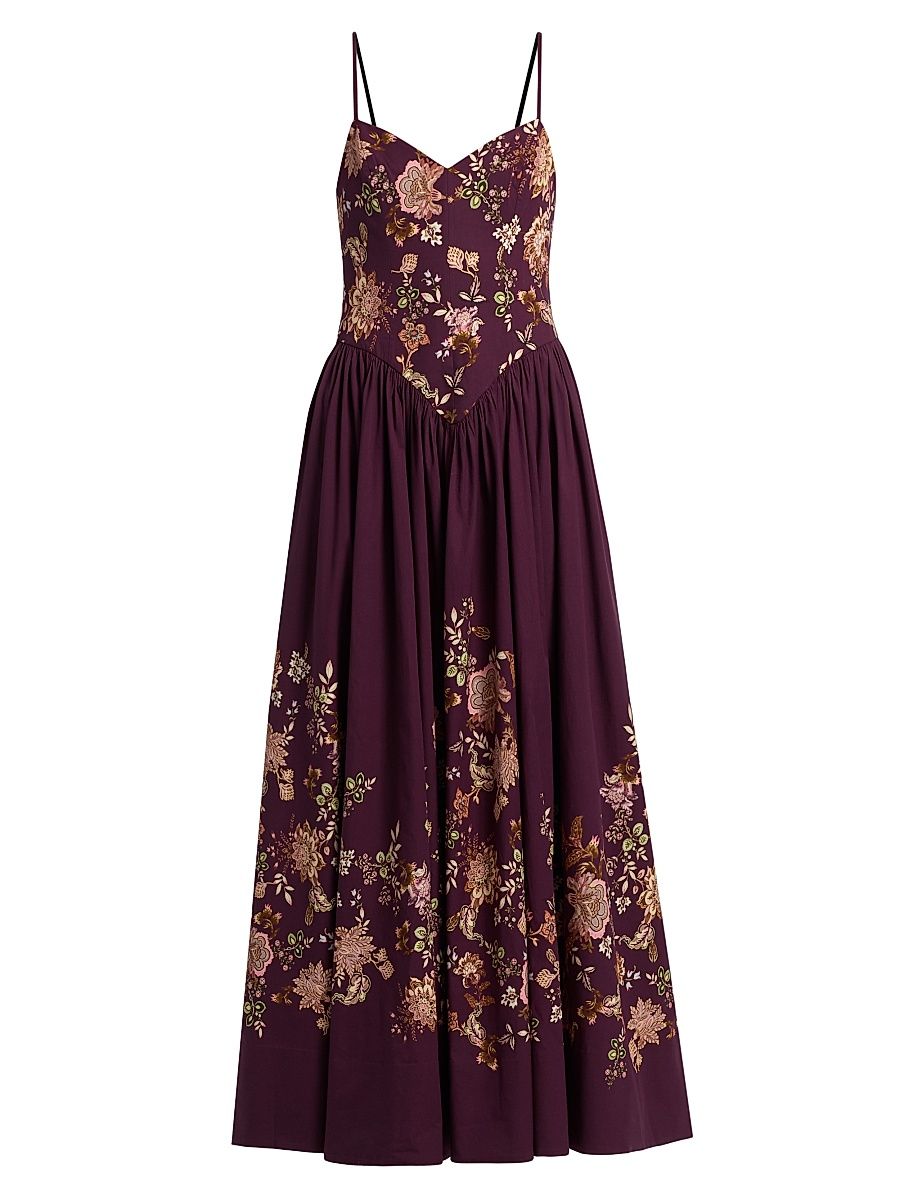 Women's Savi Floral Sleeveless Maxi Dress - Burgundy Floral - Size Medium