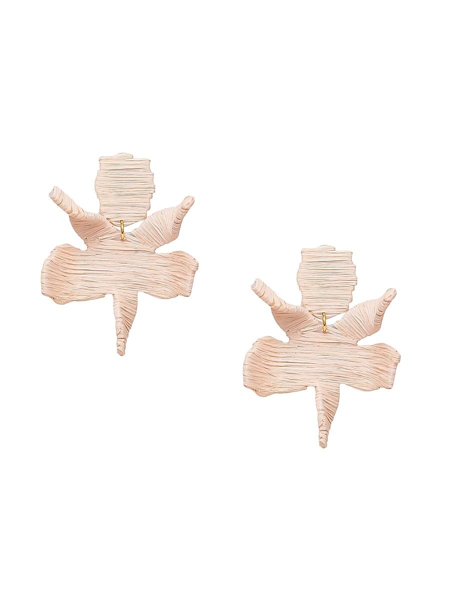 Women's Paper Lily 14K-Gold-Plated & Raffia Stud Earrings - Natural