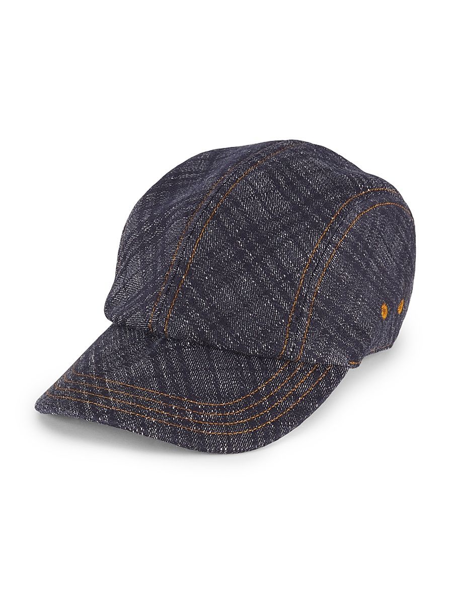 Men's Check Denim Baseball Cap - Indigo - Size XL