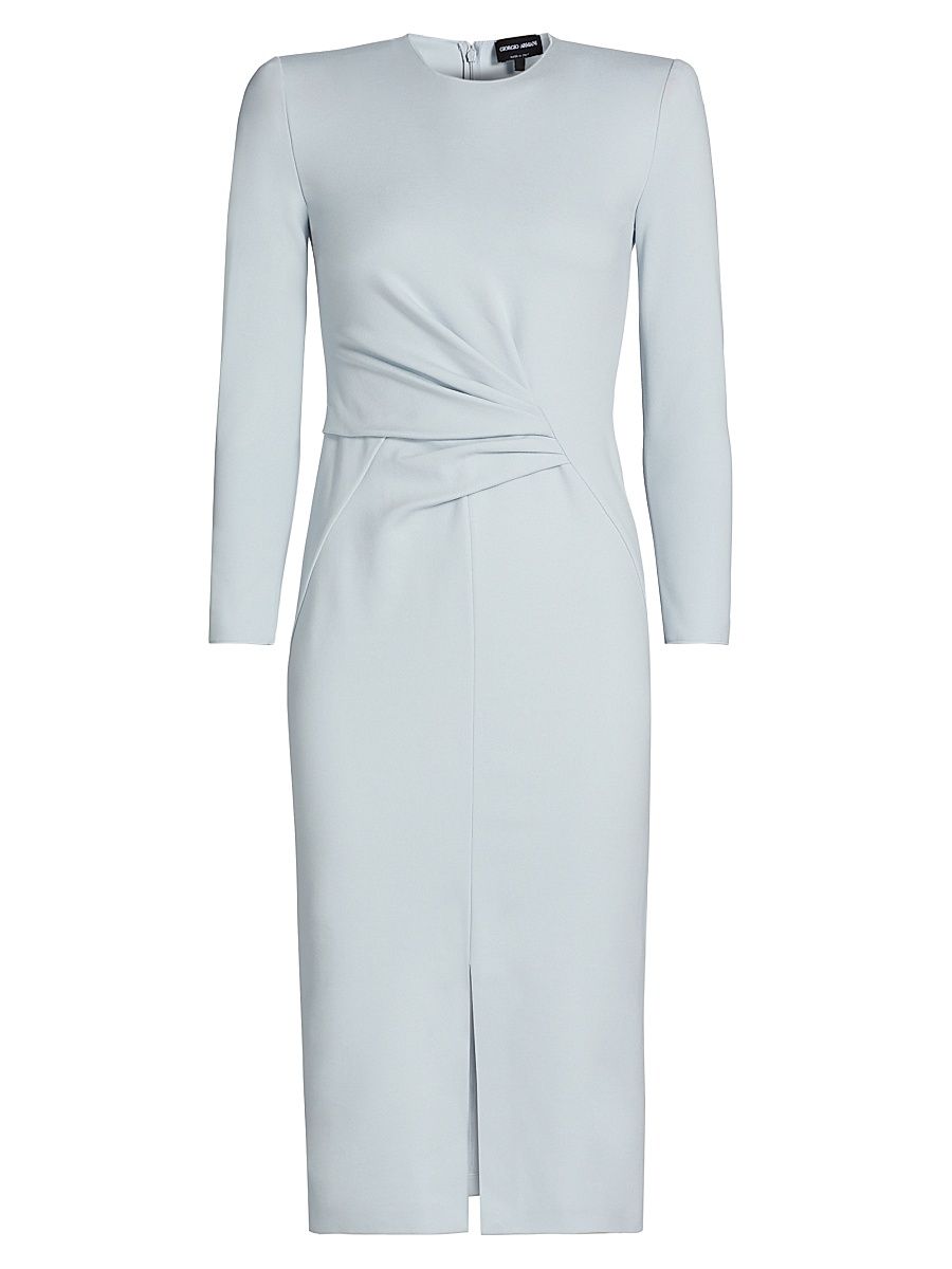 Women's Gathered Jersey Dress - Pale Blue - Size 8