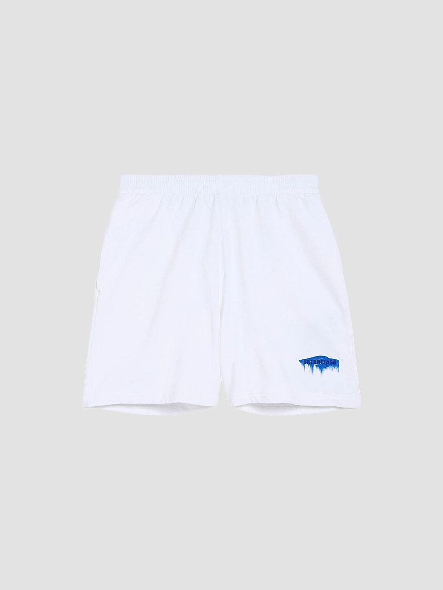Balenciaga Men's Wet Brush Relaxed Fit Shorts - White - Size XL