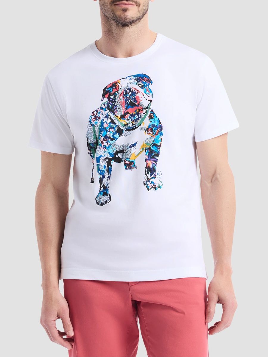 Robert Graham Men's Bulldog Graphic T-Shirt - White - Size XXL