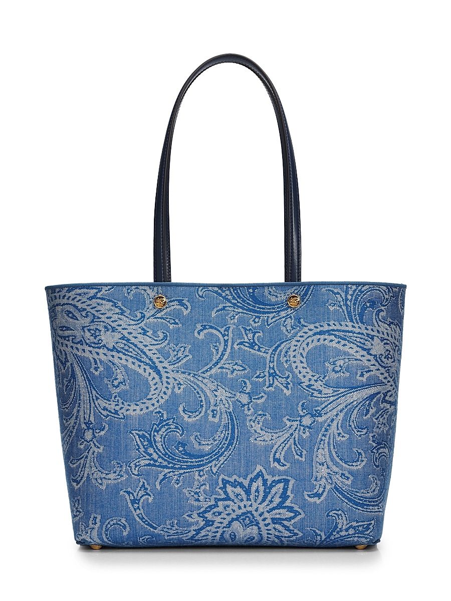 Women's Essential Medium Paisley Denim Shopper Tote Bag - Blue Denim