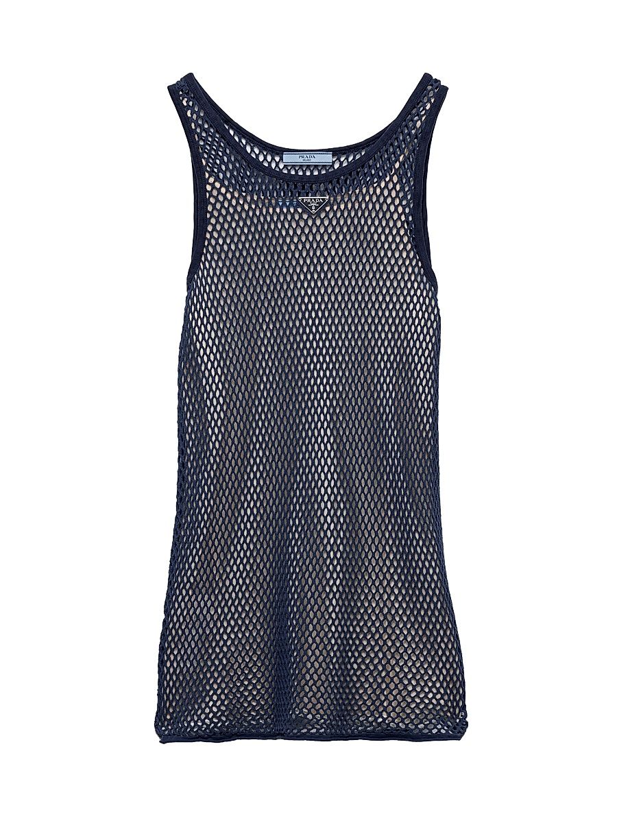Women's Cotton Mesh Dress - Blue - Size 8