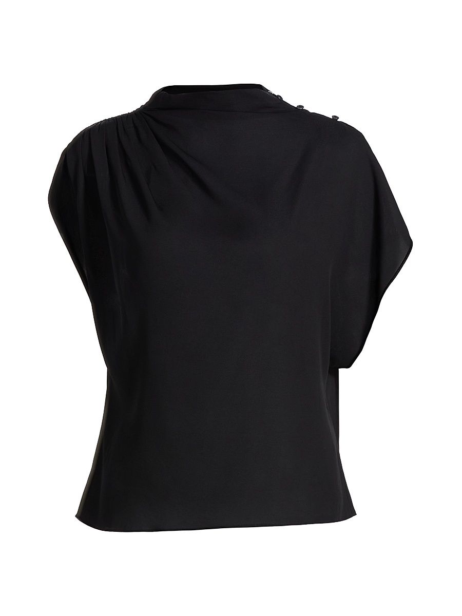 Women's Wish You Would Draped Stretch Silk Crêpe Top - After Dark - Size Large