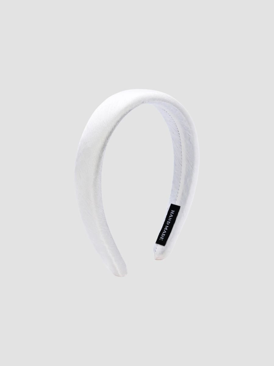 Tulleen Girl's Girl's Classic Satin Padded Headband - White
