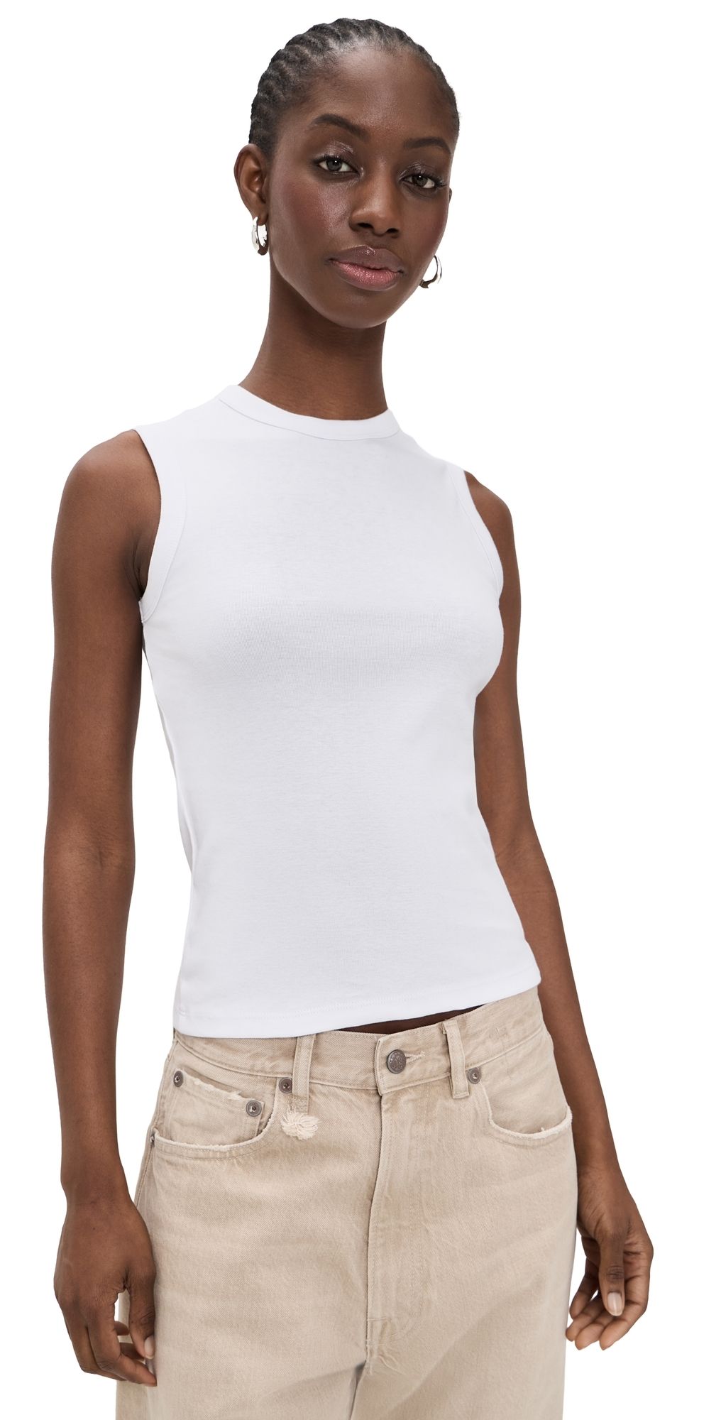 Madewell The '90s Shell Tank in Compact Cotton White XXL