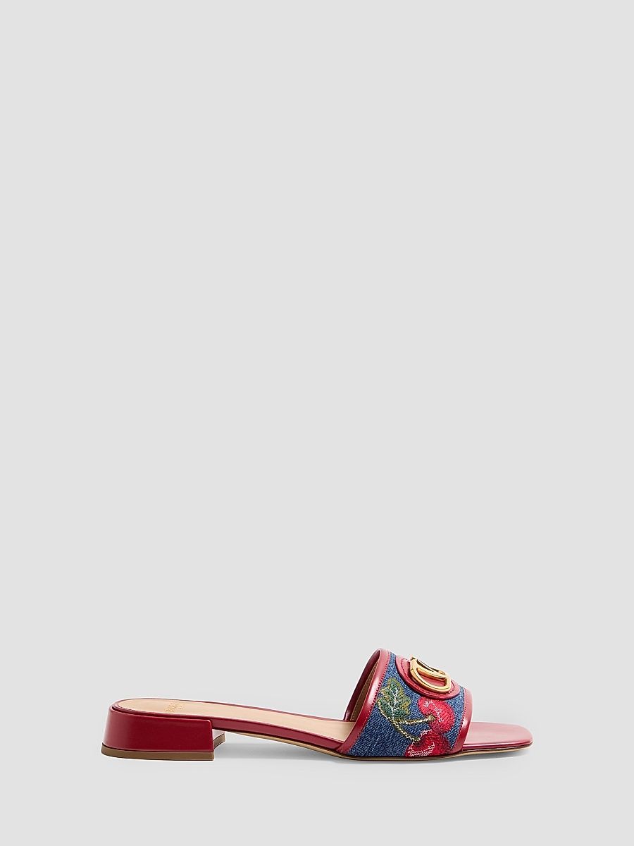 Women's VLogo Signature Denim 20MM Slide Sandals - Denim Multicolour - Size 11