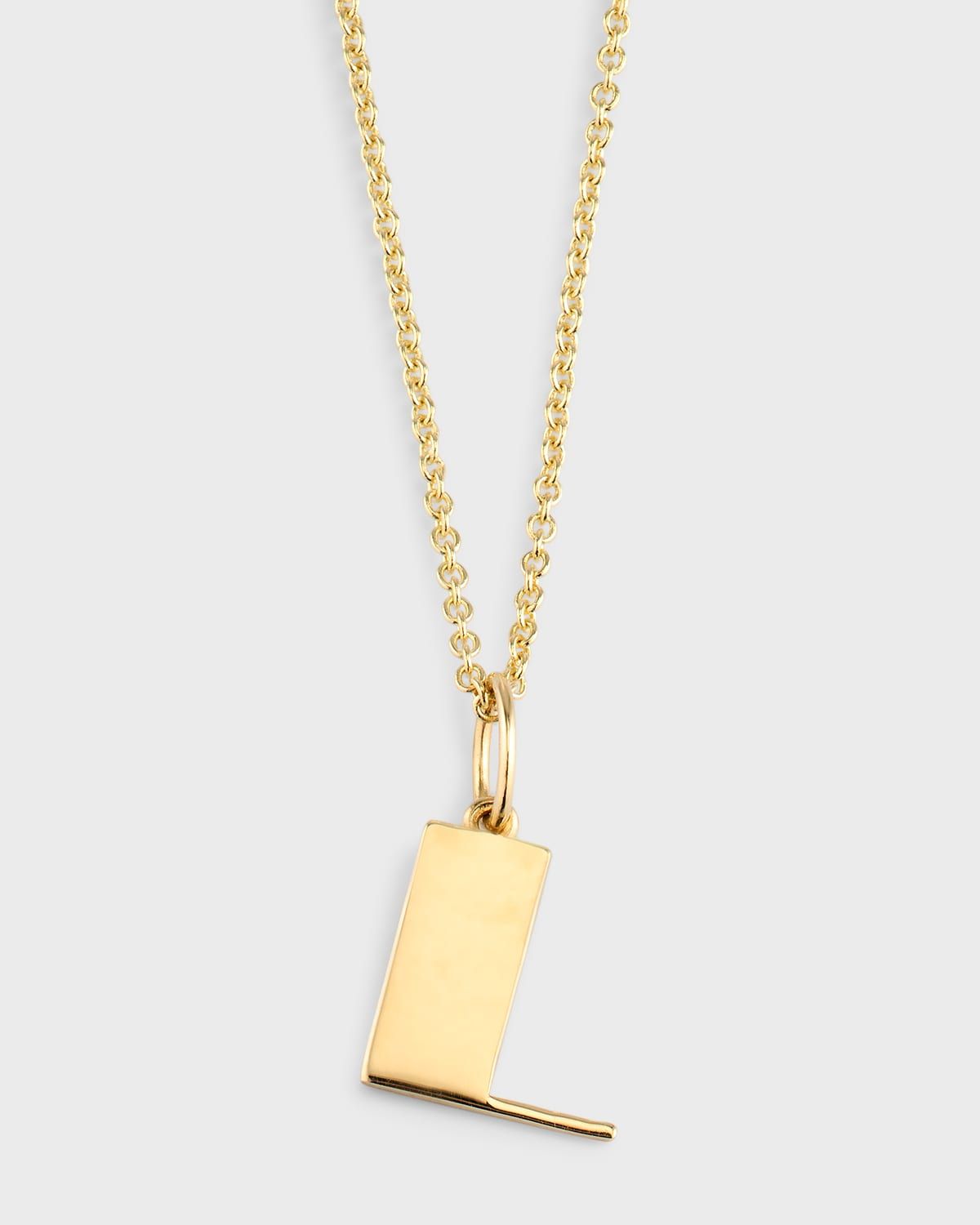 14K Pure Block Initial Necklace