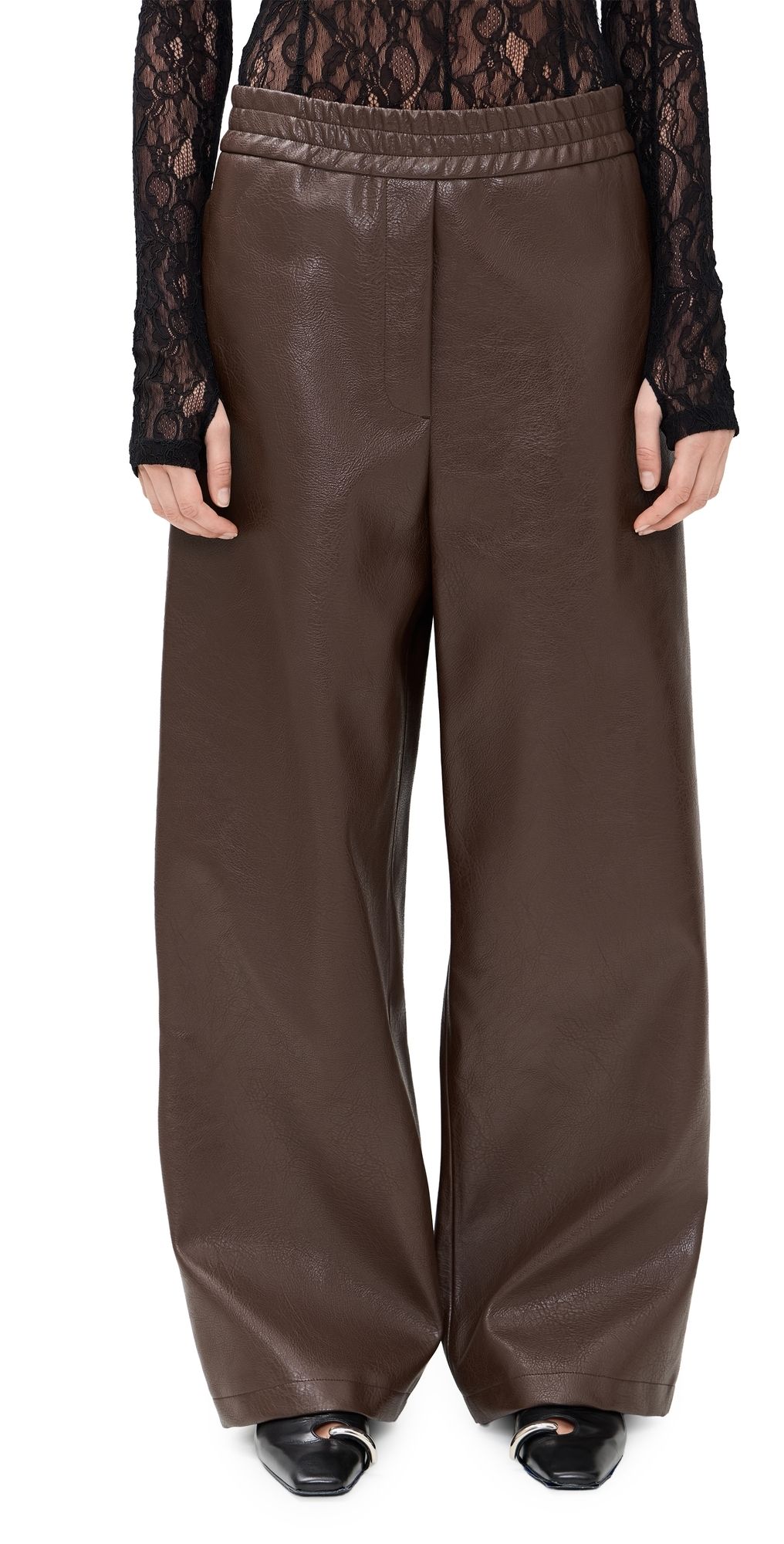 MSGM Leather Elastic Pants Bear 42