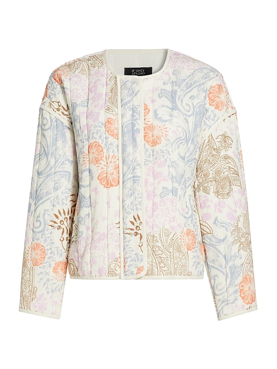 Women's Paisley Padded Cotton Jacket - Size XL