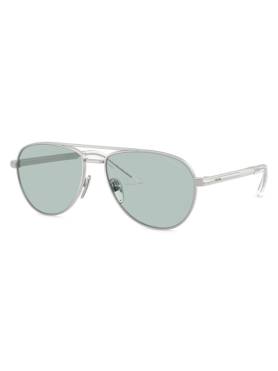 Men's 60MM Aviator Sunglasses - Silver Grey