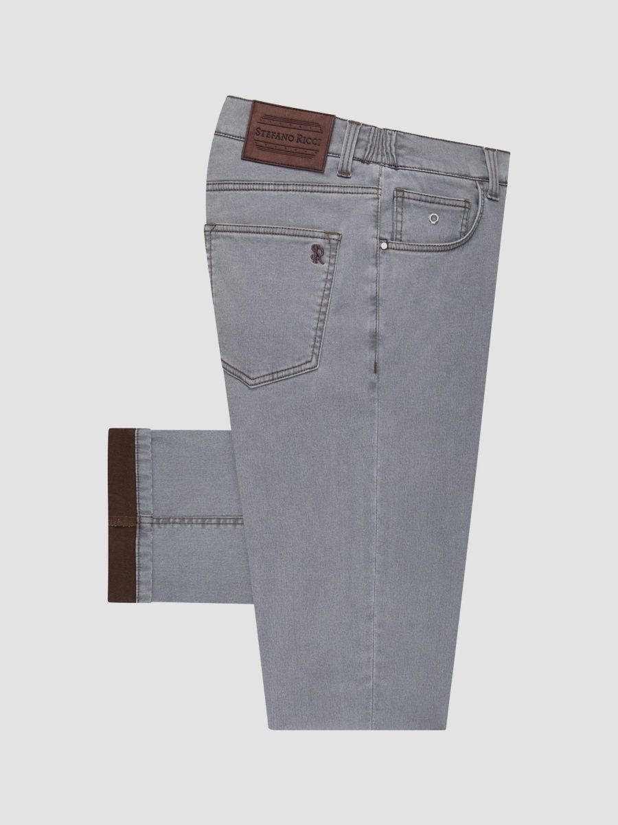 Stefano Ricci Men's Cotton Blend Tapered Jeans - Grey - Size 32