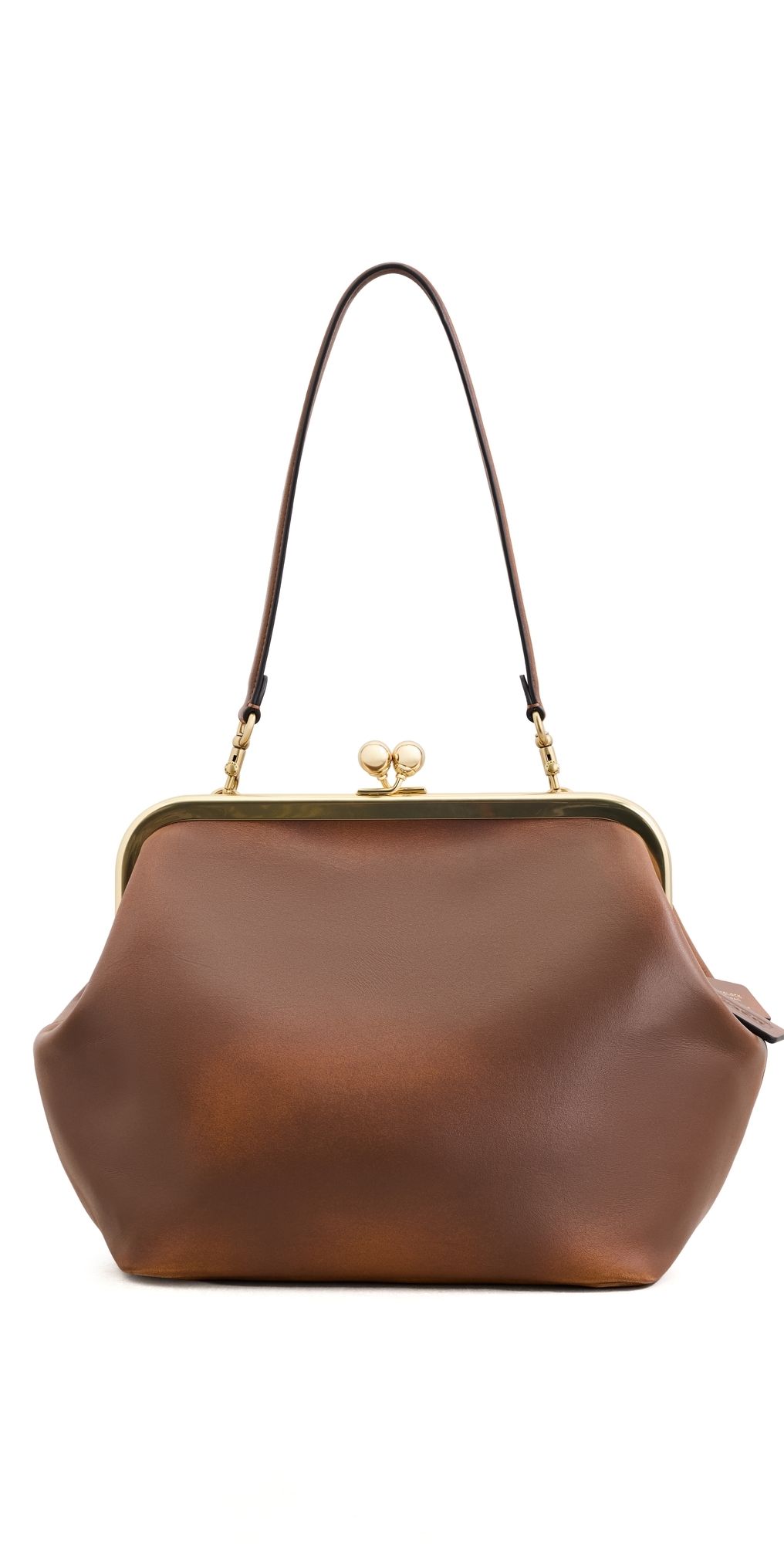 Coach Loved Leather Kiss-Lock Frame Bag 27 Brown One Size
