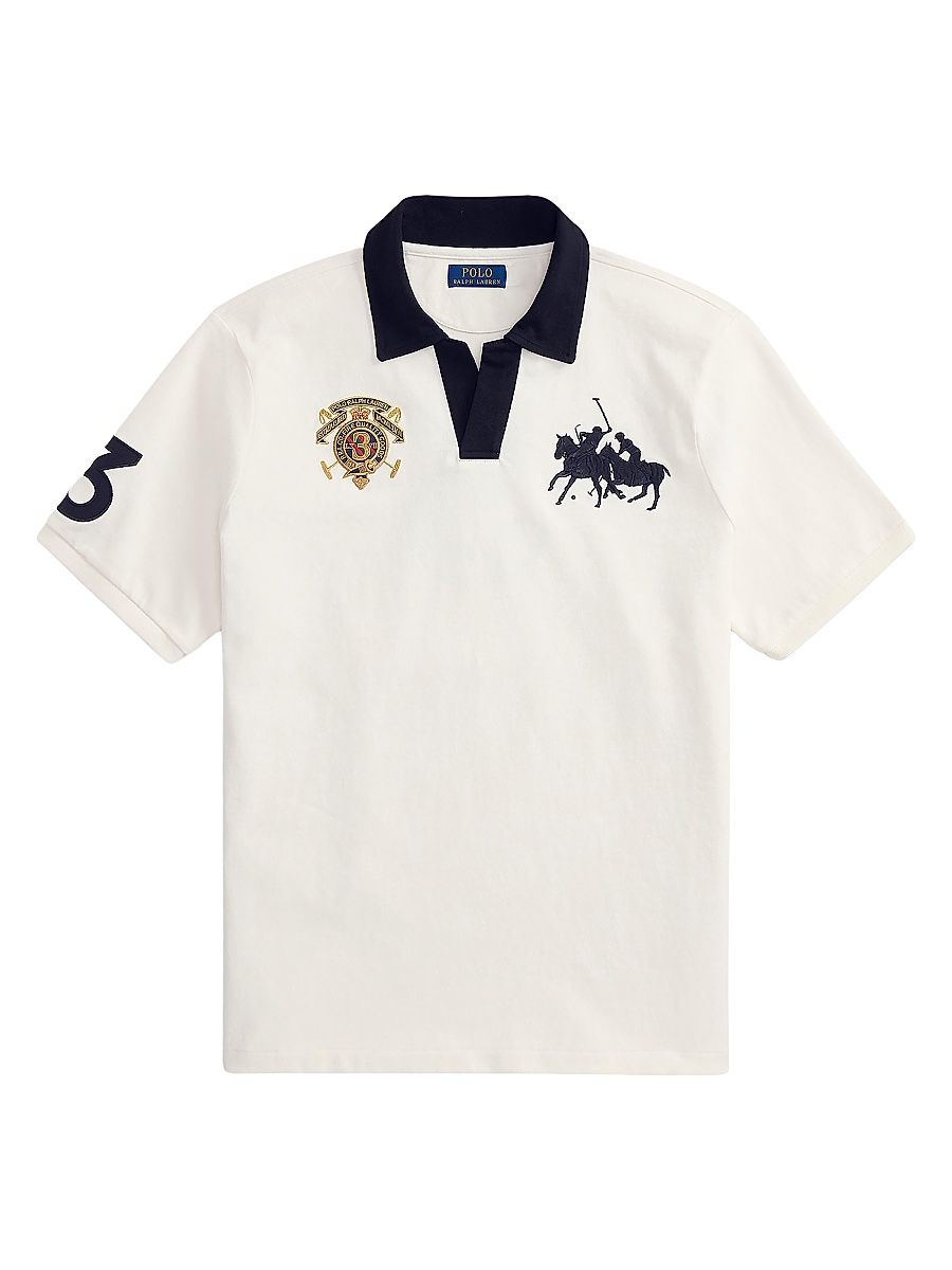 Men's Rugby Johnny Collar Polo Shirt - Nevis Polo Black - Size Large