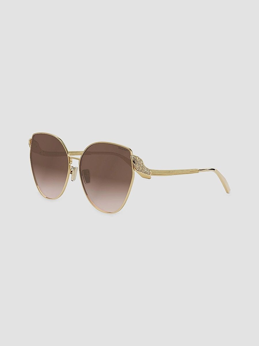 BVLGARI Women's Serpenti 63MM Butterfly Sunglasses - Gold Light Brown Gradient