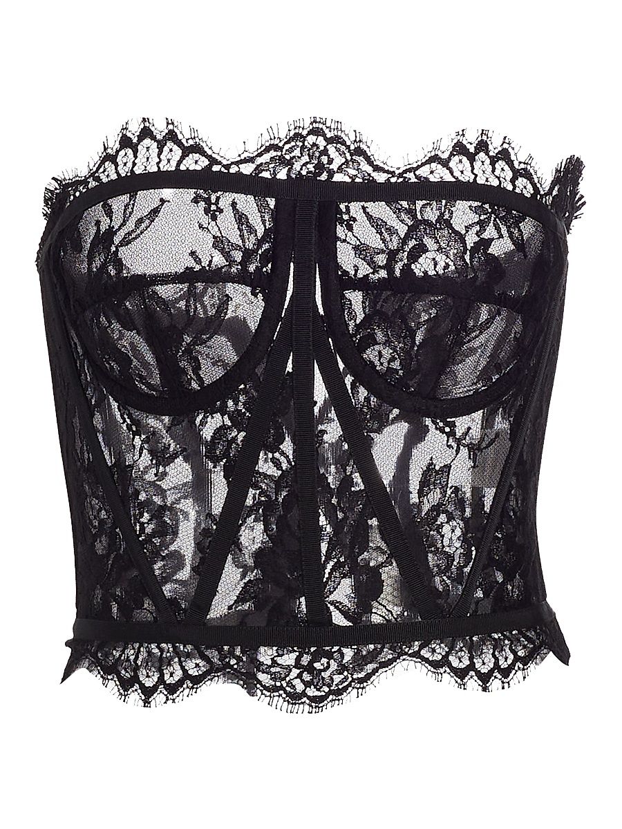 Women's Strapless Lace Corset Top - Black - Size 6